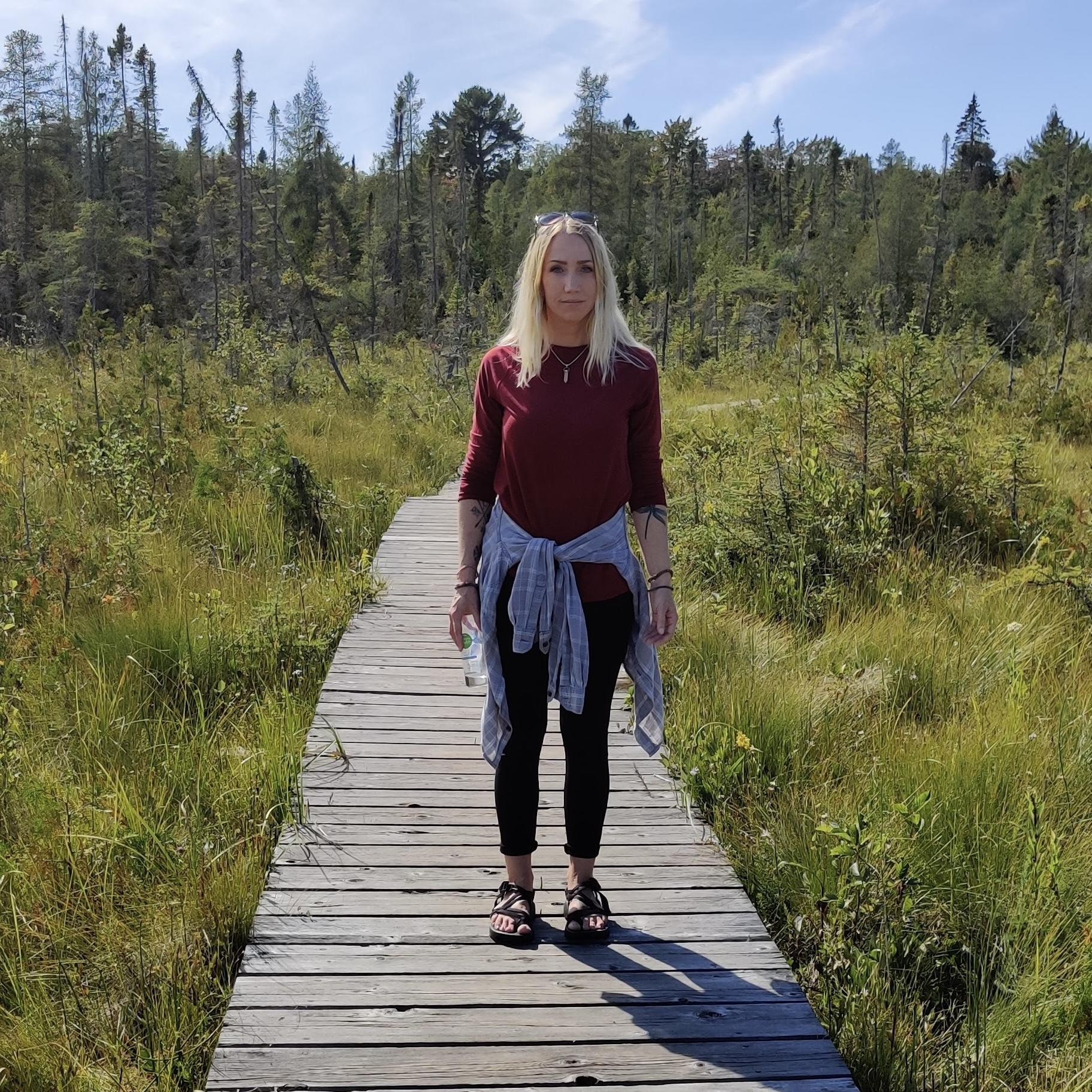 Pamela on a walkway in a park